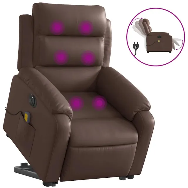 Fauteuil inclinable de massage électrique marron similicuir