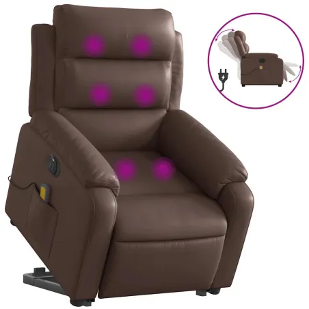 Fauteuil inclinable de massage électrique marron similicuir