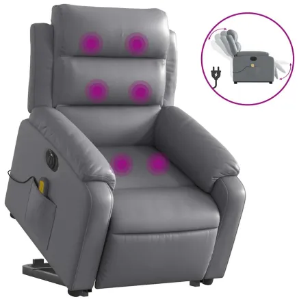 Fauteuil inclinable de massage électrique gris similicuir 2