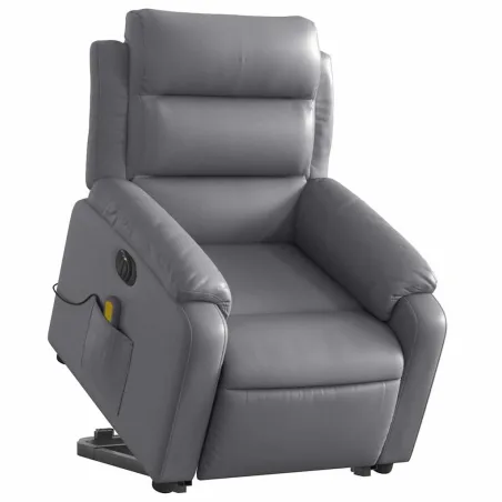 Fauteuil inclinable de massage électrique gris similicuir