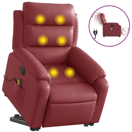 Fauteuil inclinable de massage électrique rouge bordeaux 2