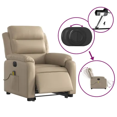 Fauteuil inclinable de massage électrique cappuccino similicuir