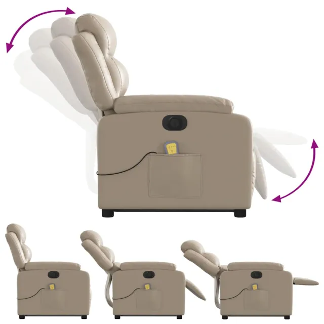 Fauteuil inclinable de massage électrique cappuccino similicuir