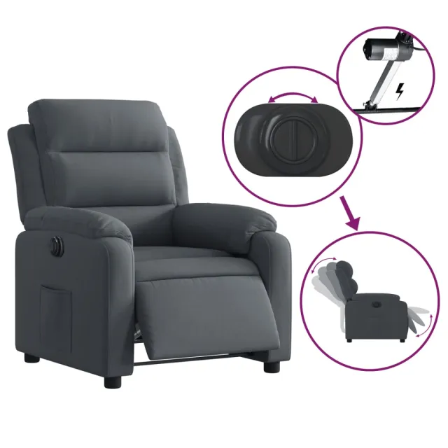 Fauteuil inclinable électrique Gris foncé Velours