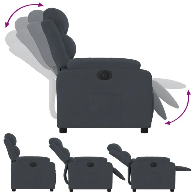 Fauteuil inclinable électrique Gris foncé Velours