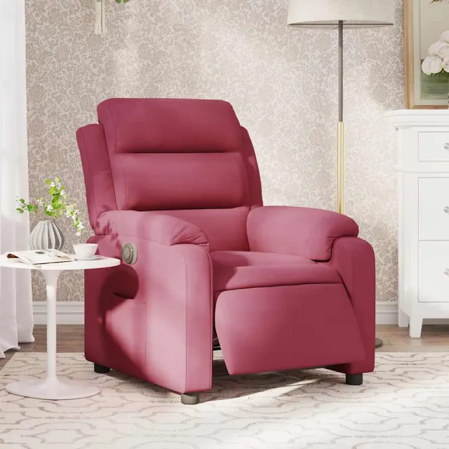 Fauteuil inclinable électrique rouge bordeaux velours