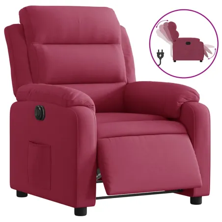 Fauteuil inclinable électrique rouge bordeaux velours