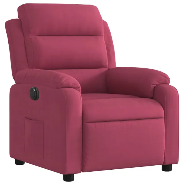 Fauteuil inclinable électrique rouge bordeaux velours