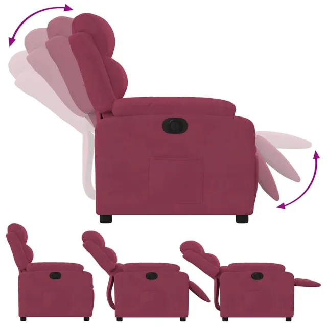 Fauteuil inclinable électrique rouge bordeaux velours