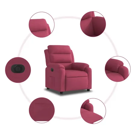 Fauteuil inclinable électrique rouge bordeaux velours