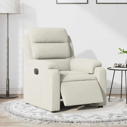 Fauteuil inclinable électrique Crème Velours