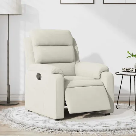 Fauteuil inclinable électrique Crème Velours