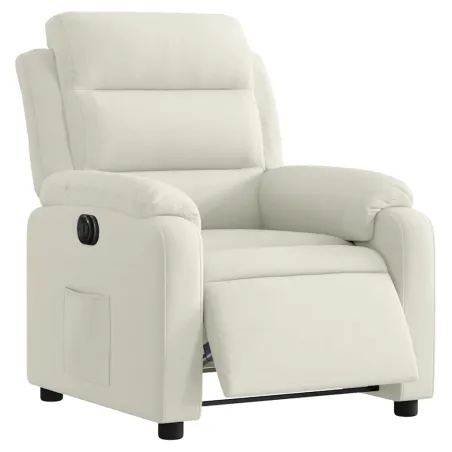 Fauteuil inclinable électrique Crème Velours