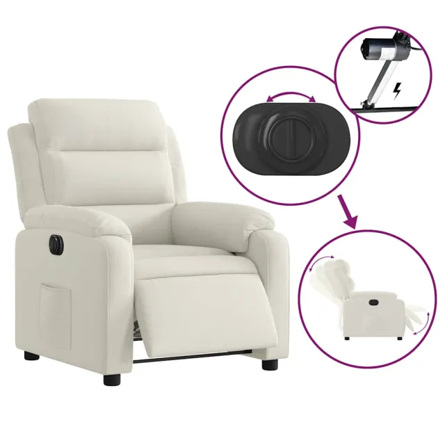 Fauteuil inclinable électrique Crème Velours