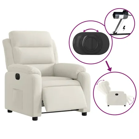 Fauteuil inclinable électrique Crème Velours