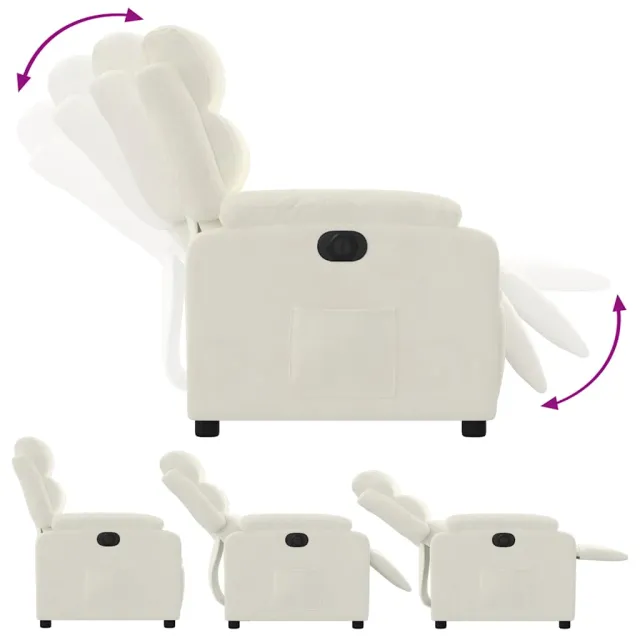 Fauteuil inclinable électrique Crème Velours