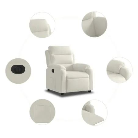 Fauteuil inclinable électrique Crème Velours