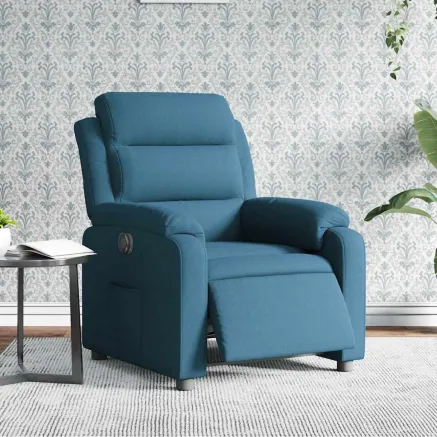 Fauteuil inclinable électrique bleu velours