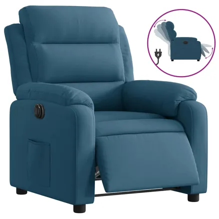 Fauteuil inclinable électrique bleu velours 2