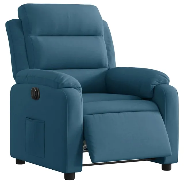 Fauteuil inclinable électrique bleu velours