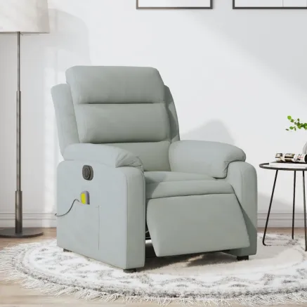 Fauteuil inclinable électrique de massage gris clair velours