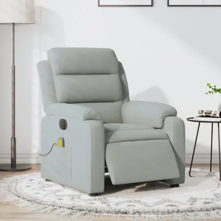 Fauteuil inclinable électrique de massage gris clair velours