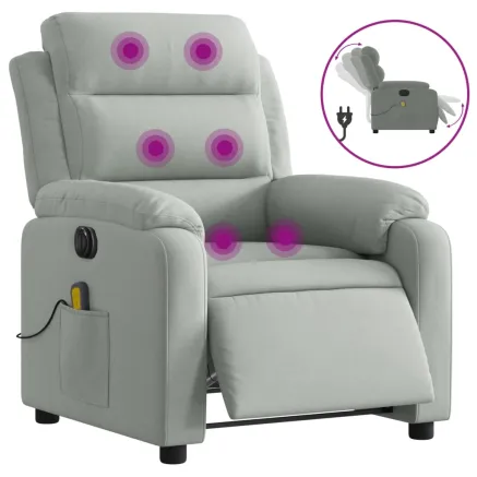 Fauteuil inclinable électrique de massage gris clair velours 2