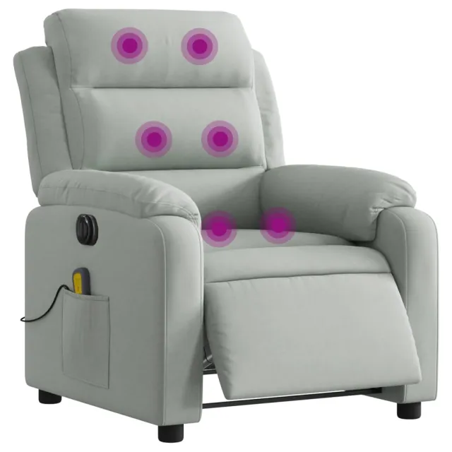 Fauteuil inclinable électrique de massage gris clair velours