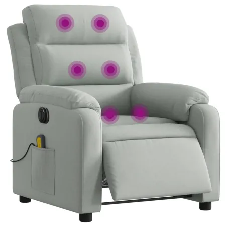 Fauteuil inclinable électrique de massage gris clair velours
