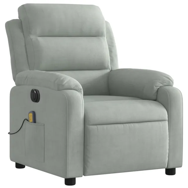 Fauteuil inclinable électrique de massage gris clair velours