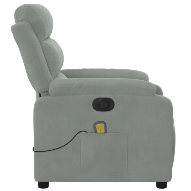 Fauteuil inclinable électrique de massage gris clair velours