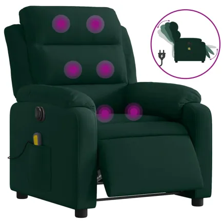 Fauteuil inclinable de massage électrique vert foncé velours 2