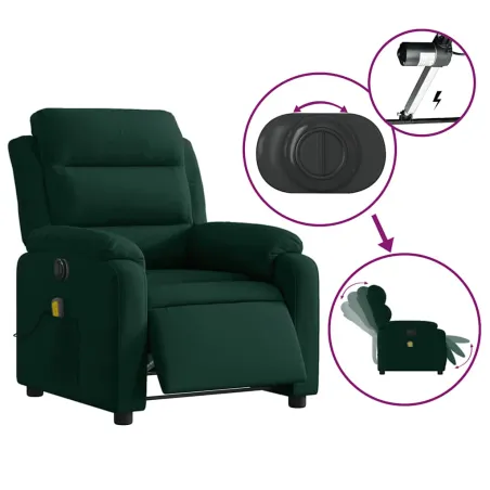 Fauteuil inclinable de massage électrique vert foncé velours
