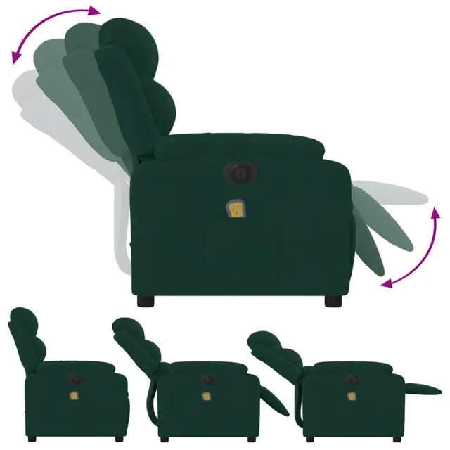 Fauteuil inclinable de massage électrique vert foncé velours