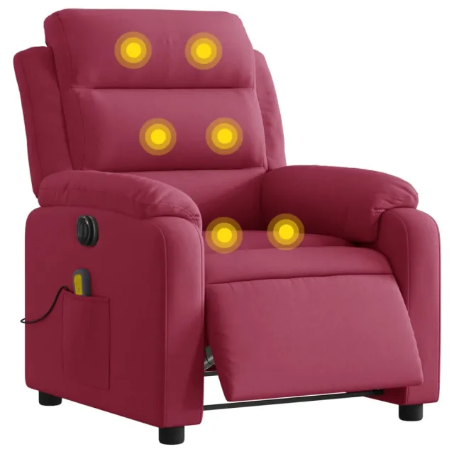Fauteuil inclinable massage électrique rouge bordeaux velours