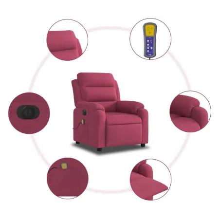 Fauteuil inclinable massage électrique rouge bordeaux velours