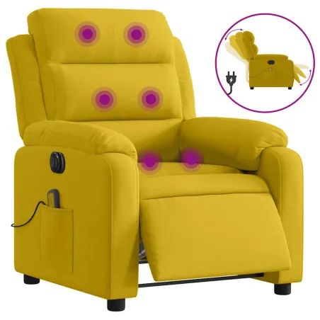Fauteuil inclinable de massage électrique jaune velours