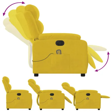 Fauteuil inclinable de massage électrique jaune velours