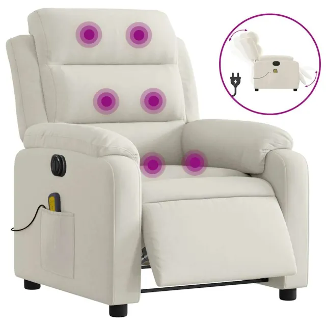 Fauteuil inclinable de massage électrique crème velours