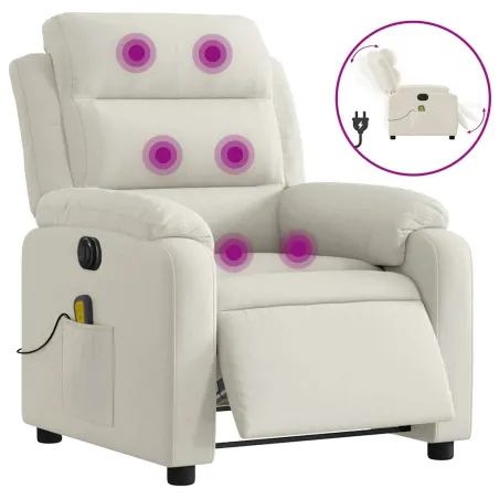 Fauteuil inclinable de massage électrique crème velours