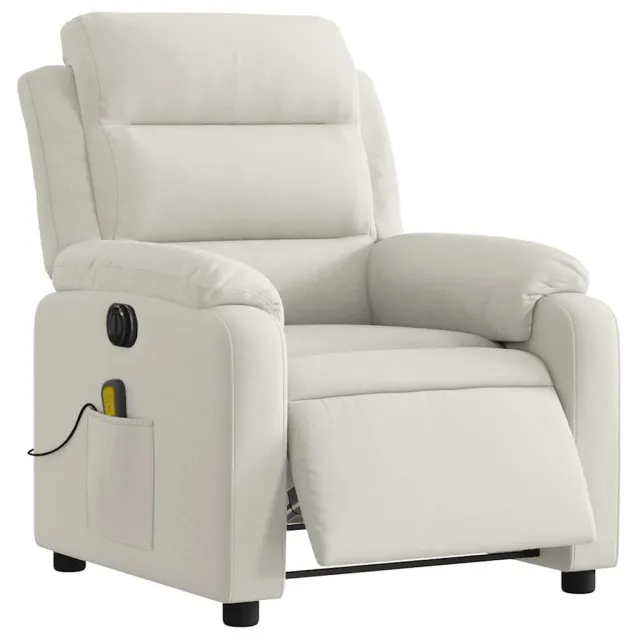 Fauteuil inclinable de massage électrique crème velours