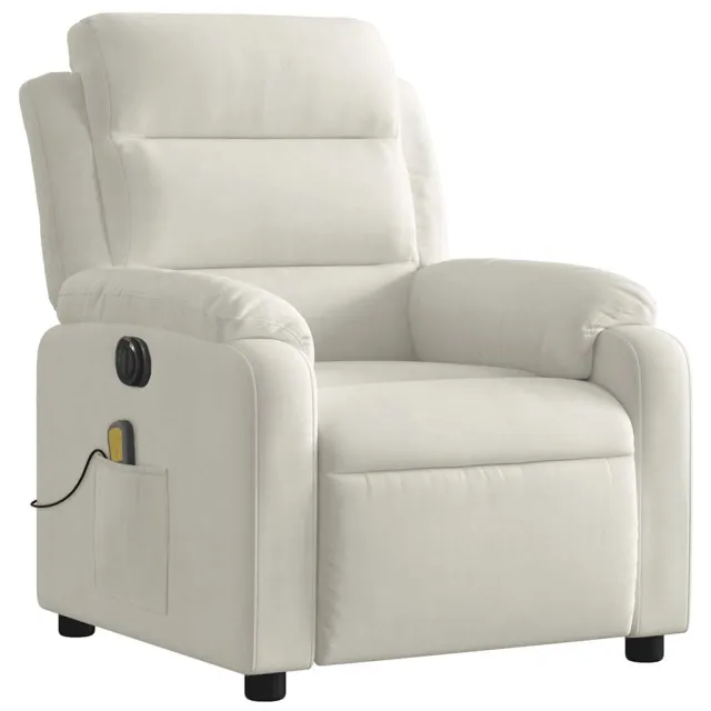 Fauteuil inclinable de massage électrique crème velours