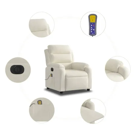 Fauteuil inclinable de massage électrique crème velours
