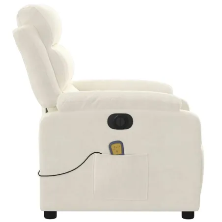 Fauteuil inclinable de massage électrique crème velours