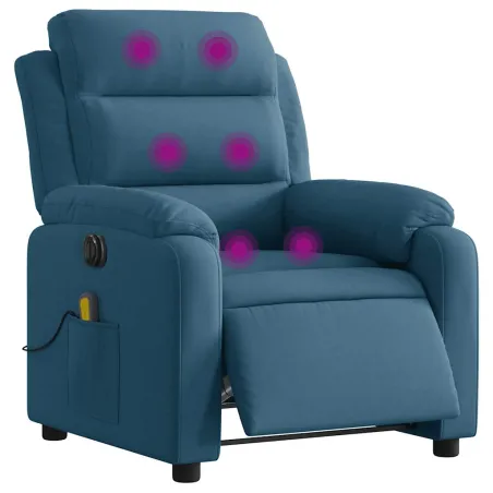 Fauteuil inclinable de massage électrique bleu velours