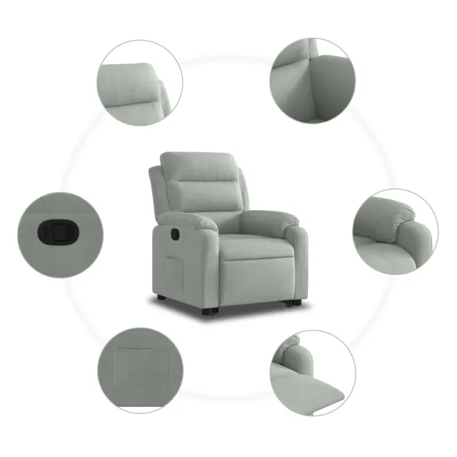 Fauteuil inclinable Gris clair Velours