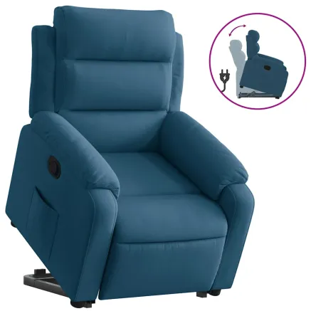 Fauteuil inclinable bleu velours 2