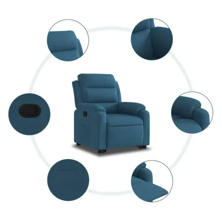 Fauteuil inclinable bleu velours