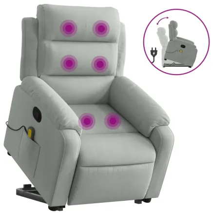 Fauteuil de massage inclinable Gris clair Velours 2