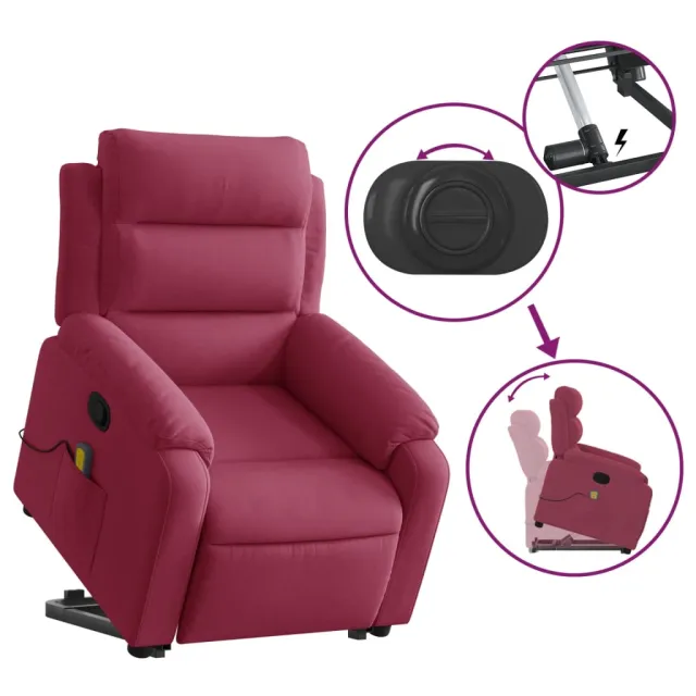 Fauteuil de massage inclinable Rouge bordeaux Velours